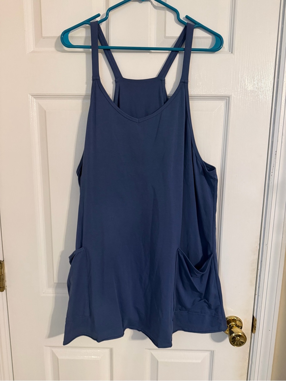 Women's Navy Blue Sleeveless Pocket Tank Top Romper Dress